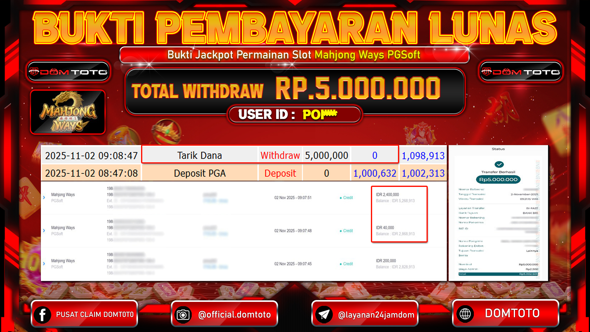 JACKPOT SLOT Mahjong Ways PGSoft 02 NOVEMBER 2025
